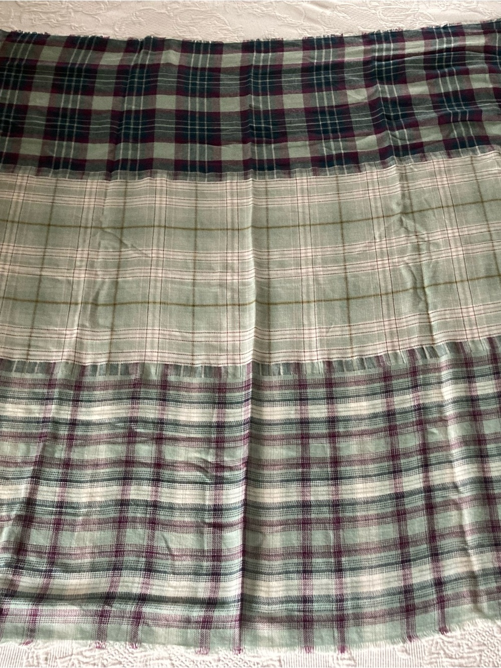 J. Jill Plaid Scarf in Sage, Burgundy, Navy